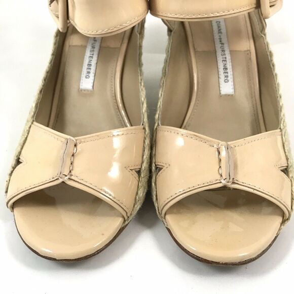Diane Von Furstenberg Sudan Espradrille‎ Wedge Sandals Patent Shoes Size 6.5M - Picture 4 of 10
